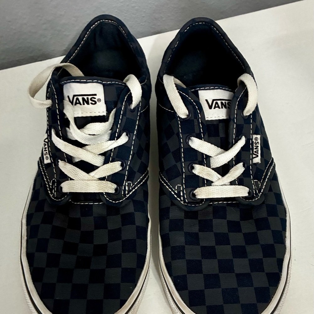 Vans Kids Black and White Checkered Sneakers (W 7.5)